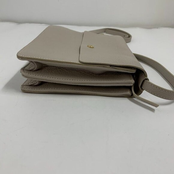 Isaac Mizrahi Women's Nolita Pebble Leather Accordion Bag Crossbody in Soft Gray - Picture 9 of 16